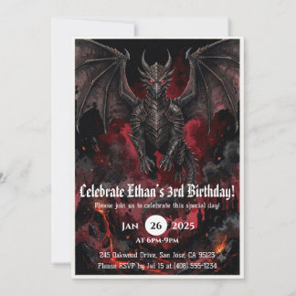 Invitación Cumpleaños de dragón acuarela