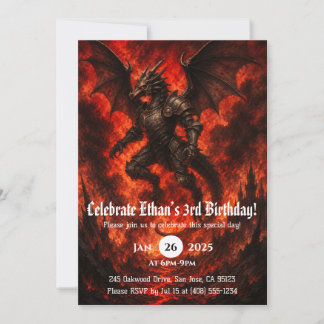 Invitación Cumpleaños de dragón acuarela