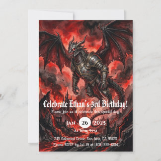 Invitación Cumpleaños de dragón acuarela