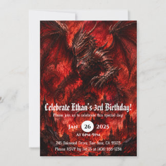 Invitación Cumpleaños de dragón acuarela
