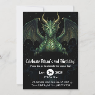 Invitación Cumpleaños de dragón acuarela