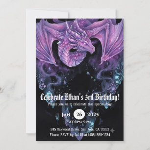 Invitación Cumpleaños de dragón acuarela