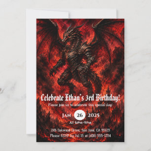 Invitación Cumpleaños de dragón acuarela