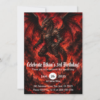 Invitación Cumpleaños de dragón acuarela