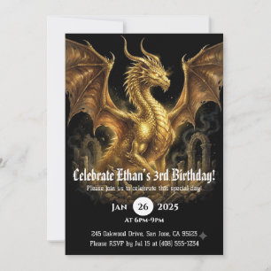 Invitación Cumpleaños de dragón acuarela