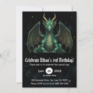 Invitación Cumpleaños de dragón acuarela