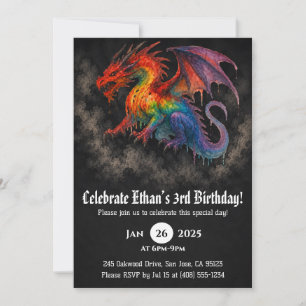 Invitación Cumpleaños de dragón acuarela