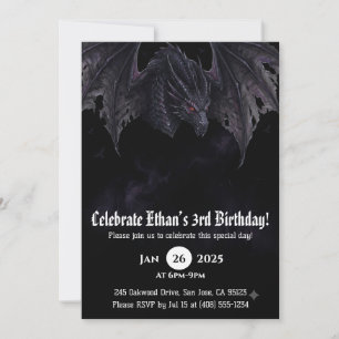 Invitación Cumpleaños de dragón acuarela
