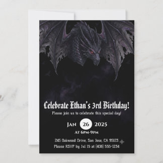 Invitación Cumpleaños de dragón acuarela