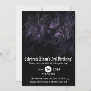Invitación Cumpleaños de dragón acuarela