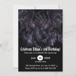 Invitación Cumpleaños de dragón acuarela