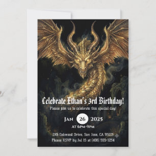 Invitación Cumpleaños de dragón acuarela