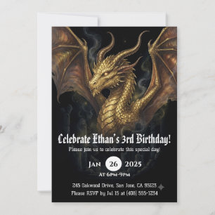 Invitación Cumpleaños de dragón acuarela