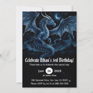 Invitación Cumpleaños de dragón acuarela