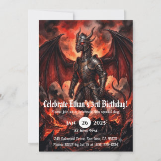 Invitación Cumpleaños de dragón acuarela