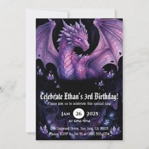 Invitación Cumpleaños de dragón acuarela