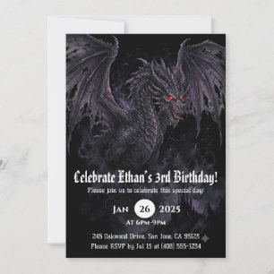 Invitación Cumpleaños de dragón acuarela