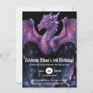 Invitación Cumpleaños de dragón acuarela