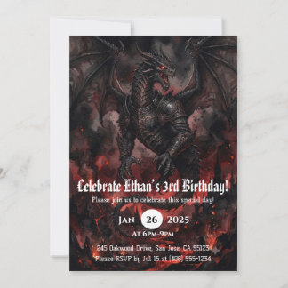 Invitación Cumpleaños de dragón acuarela