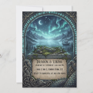 Invitación Cumpleaños de Dragón y Vikingo