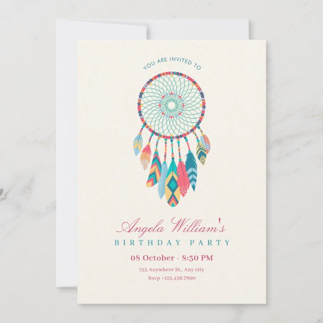 Invitación cumpleaños de Dreamcatcher (Anverso)