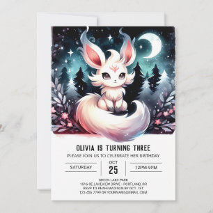 Invitación Cumpleaños de Dreamy Wolf minimalista