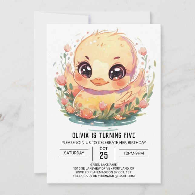 Invitación Cumpleaños de Duck Boho (Anverso)