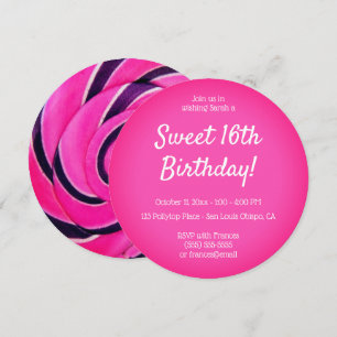Invitación Cumpleaños de Dulce 16 Foto de Caramelo Rosa Fuert