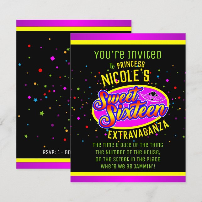 Invitación Cumpleaños de Dulces 16 (Anverso / Reverso)