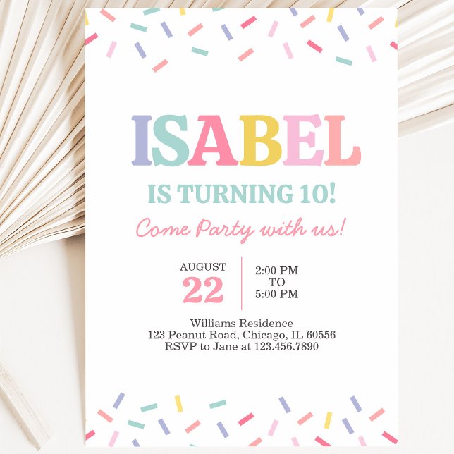 Invitación Cumpleaños de Dulces Arcoíris Sprinkles (Subido por el creador)