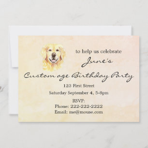 Invitación Cumpleaños de edad personalizada perro retriever d
