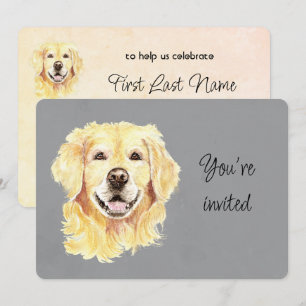 Invitación Cumpleaños de Edad Personalizada Perro Retriever D