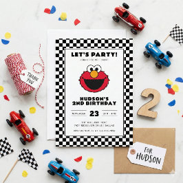 Invitación Cumpleaños de Elmo Checkerboard de la calle Sesame