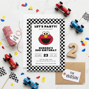 Invitación Cumpleaños de Elmo Checkerboard de la calle Sesame