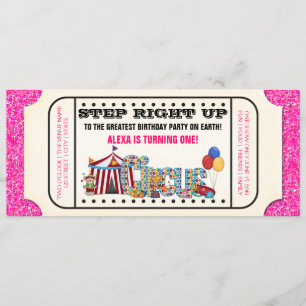 Invitación Cumpleaños de entrada de circo vintage