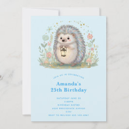 Invitación Cumpleaños de erizo lindo con linterna