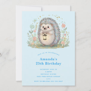 Invitación Cumpleaños de erizo lindo con linterna