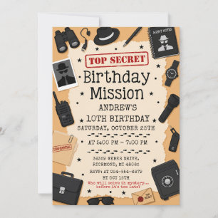 Invitación Cumpleaños de espía personalizado ultra secreto