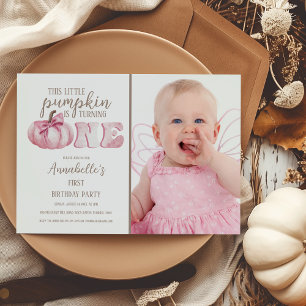 Invitación Cumpleaños de esta pequeña calabaza foto 1er Cumpl