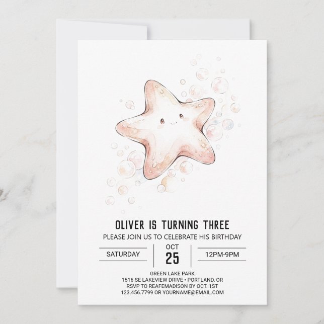 Invitación Cumpleaños de Estrella Celestial (Anverso)
