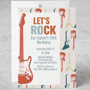 Invitación Cumpleaños de estrella de rock de música de rock a