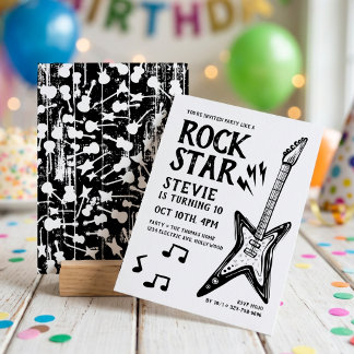 Invitación Cumpleaños de estrella de rock guitarra de rock an
