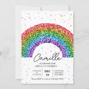 Invitación Cumpleaños de estrellas brillantes y arcoíris lind