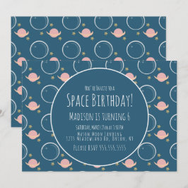 Invitación Cumpleaños de estrellas de oro de la galaxia espac