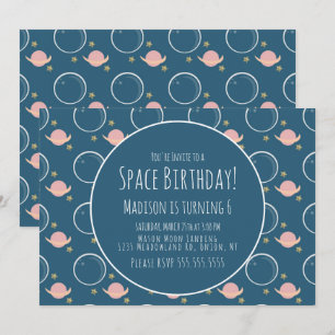 Invitación Cumpleaños de estrellas de oro de la galaxia espac