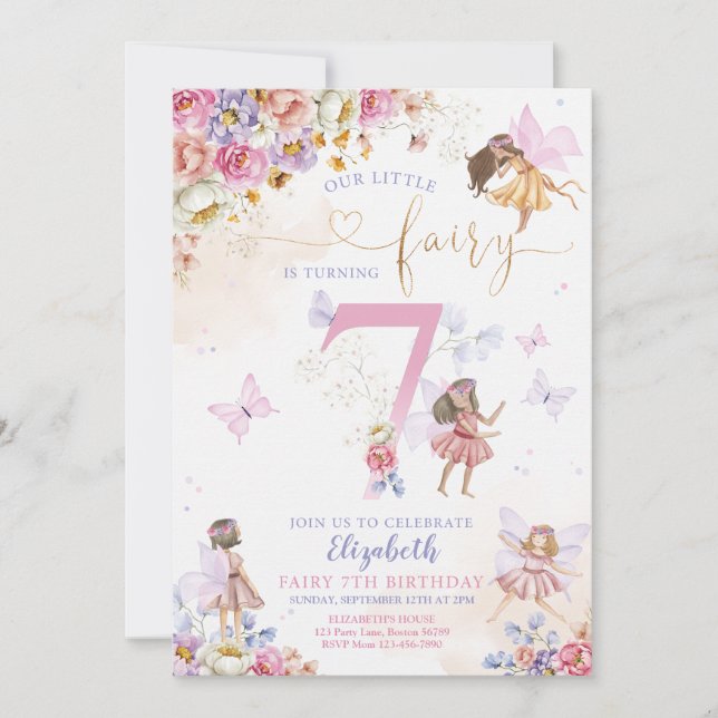 Invitación Cumpleaños de Fairy Garden (Anverso)
