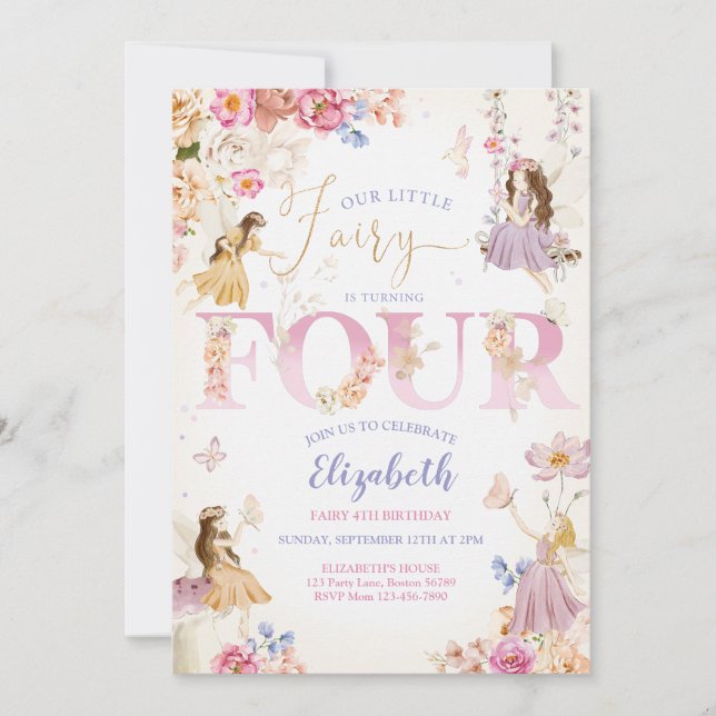 Invitación Cumpleaños de Fairy Garden (Anverso)