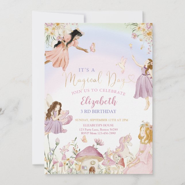 Invitación Cumpleaños de Fairy Garden (Anverso)