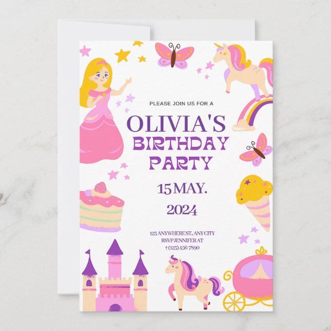 Invitación Cumpleaños de Fairytale (Anverso)