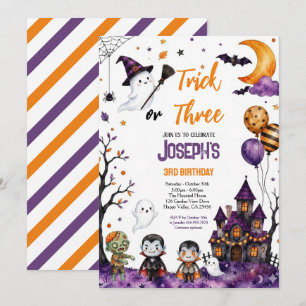 Invitación Cumpleaños de fantasma de Halloween con acuarela l